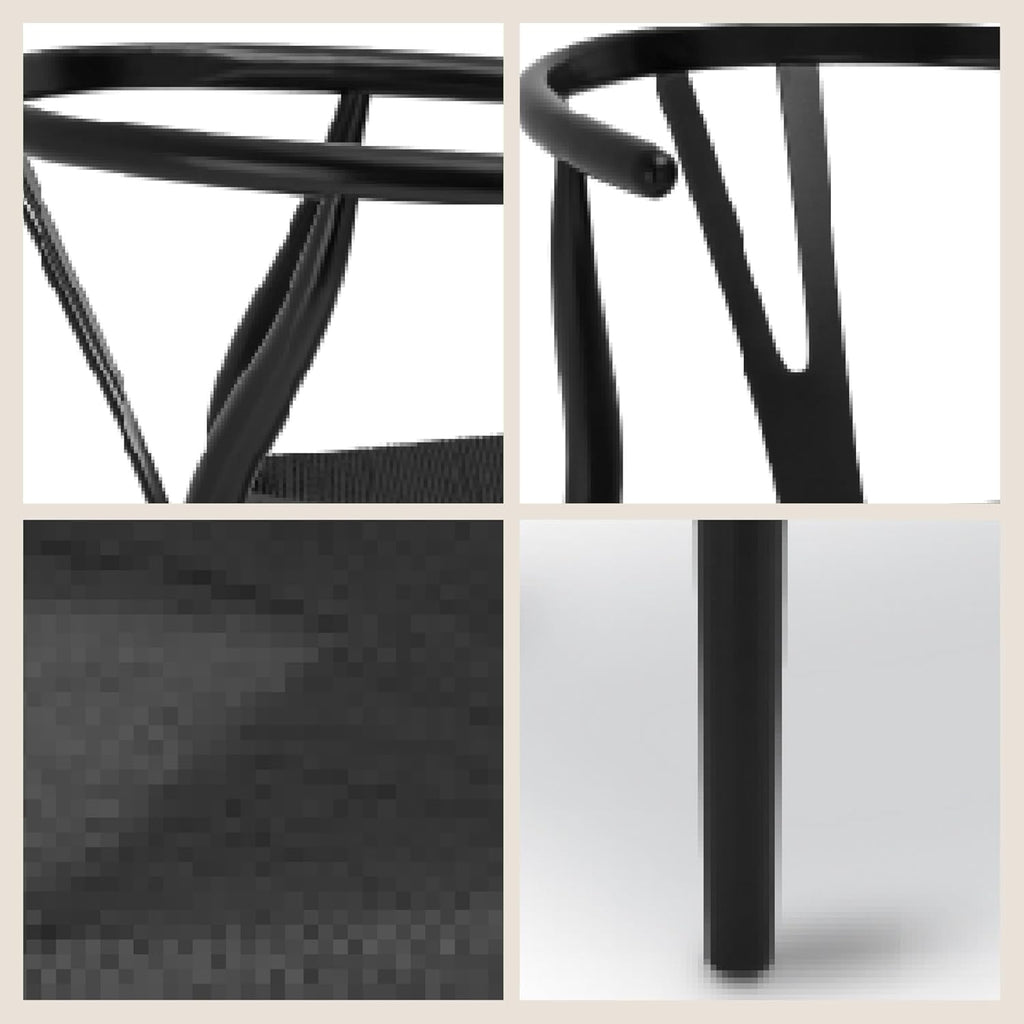 Poly & Bark Weave Dining Chairs – Mid-Century Modern Wishbone Dining Chairs with Arms, Solid Wood Frame, Indoor Use – Pitch Black – Set of 2 - Ideal for Dining Room, Kitchen or Stylish Accent Setting