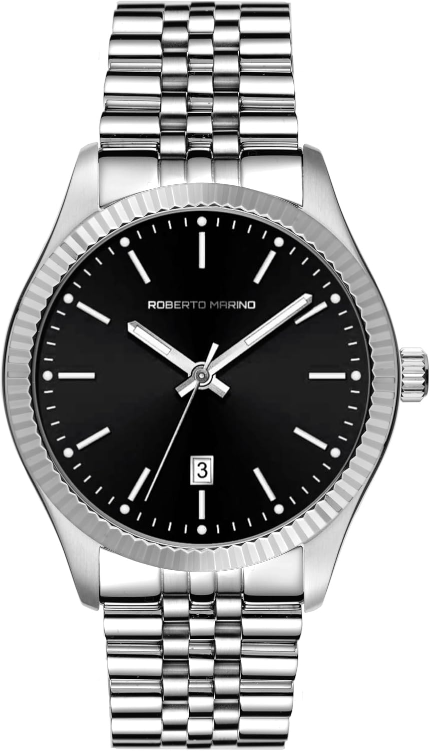Roberto Marino Men's Luxury Watch – Gold Stainless Steel, Japanese Quartz, Blue Dial, 3 ATM Water Resistant