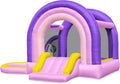 Outfunny Bounce House with Slide, Inflatable Bouncy House for Kids 3-12 w/Ball Pit, Outdoor & Indoor, Bounce Area 8'x8', Capacity 400 lb - Purple