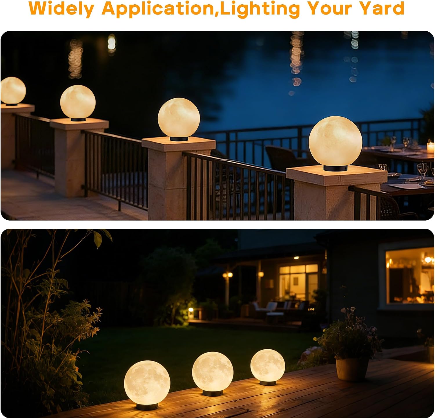 Solar Post Lights, IP54 Modern Pillar Light, Waterproof Column Lamp Outdoor, Dusk to Dawn Solar Post Cap Light with 3200K LED,Fence Deck Cap Lights for Garden Deck Patio Outside Lighting(Moon)