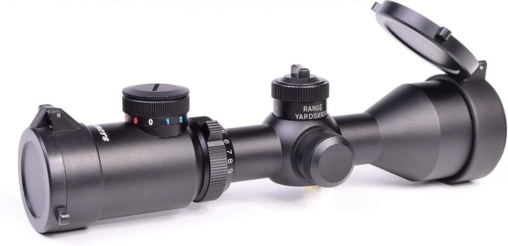 Hammers Compact Short Rifle Scope 3-9x42 GDT w/Extended Eye Relief, Rings, Honeycomb Anti-Reflection Filter, Flip Open Lens Caps