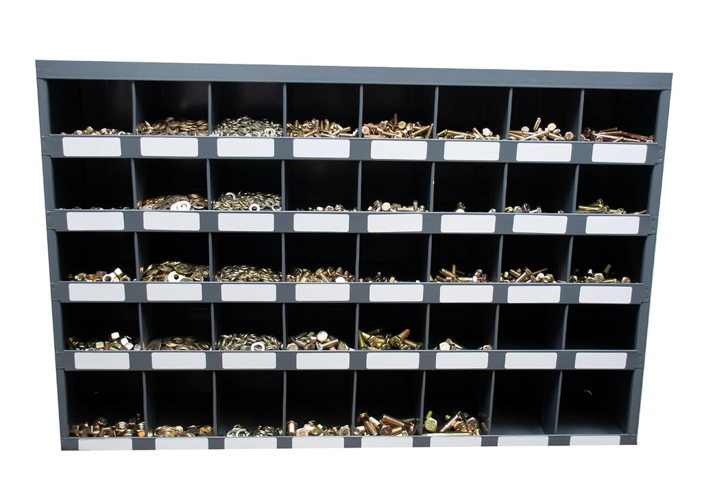 2510 Piece Fine Thread SAE Grade 8 Bolt, Nut, and Washer Assortment with 40 Hole Bin