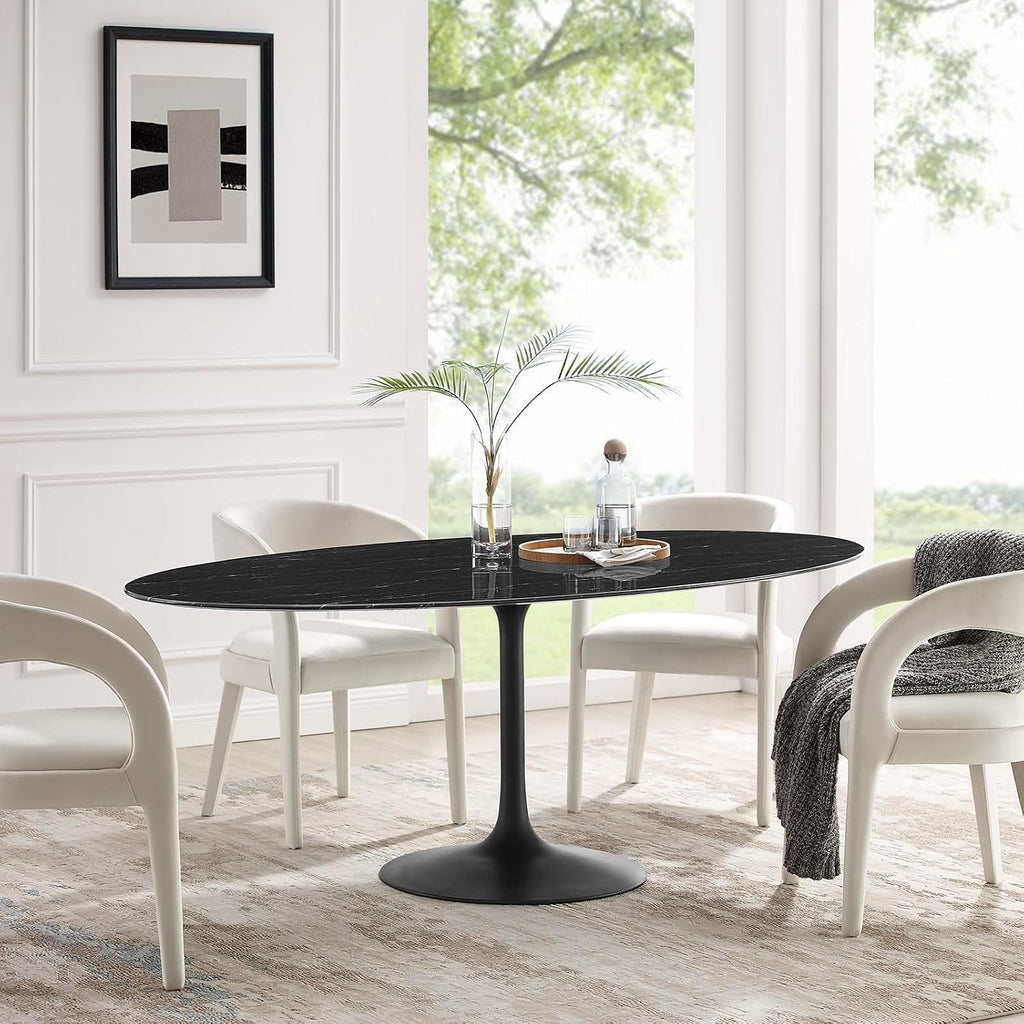 Modway Lippa Oval Artificial Marble 78' Dining Table