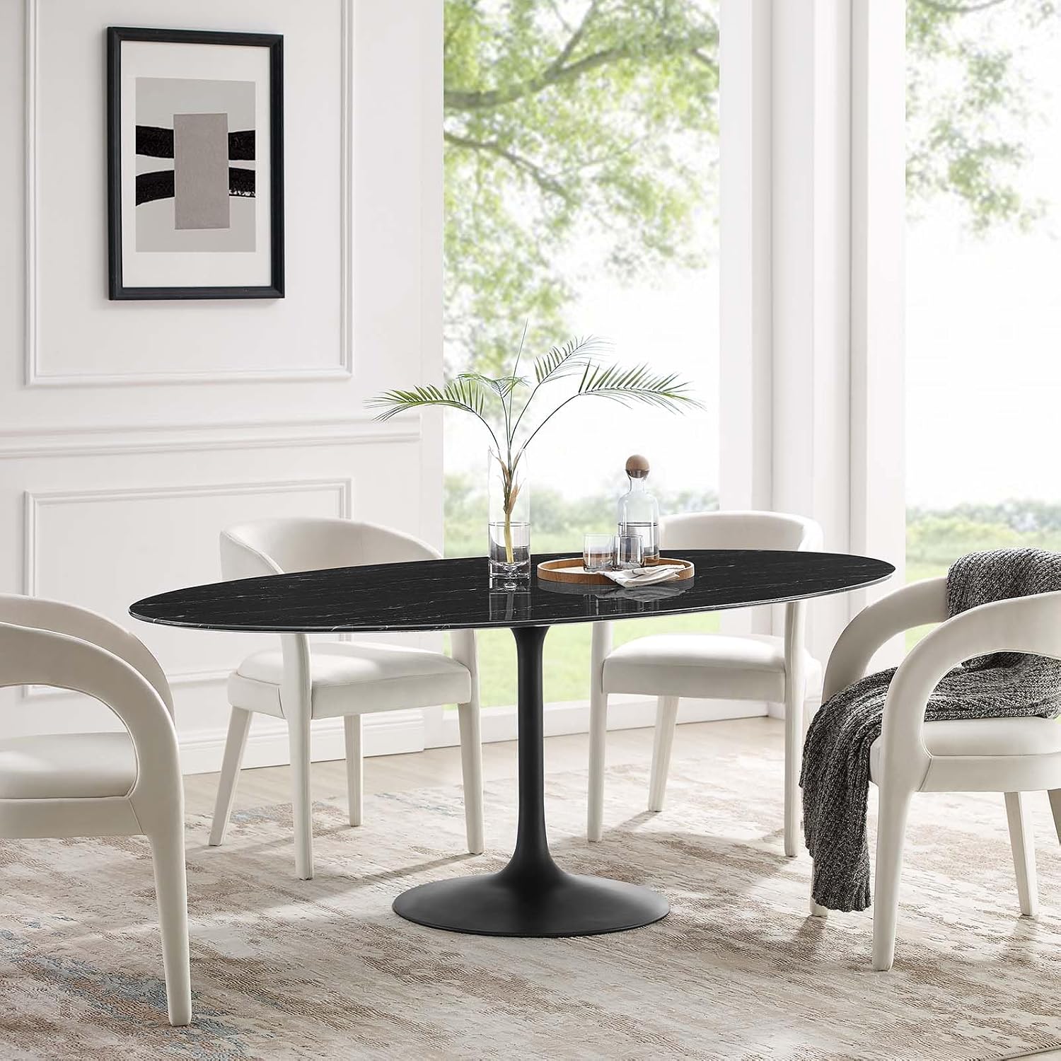 Modway Lippa Oval Artificial Marble 78' Dining Table