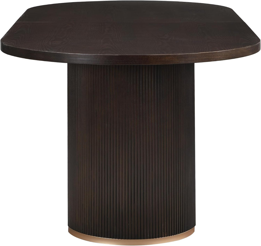 Christopher Knight Home Lancas Oval Top Dining Table - Modern Minimalist Wooden Pedestal Design - Seats 6 - Dark Brown Finish - Indoor Dining Room & Kitchen Table - Restaurant, Family Gatherings, Home