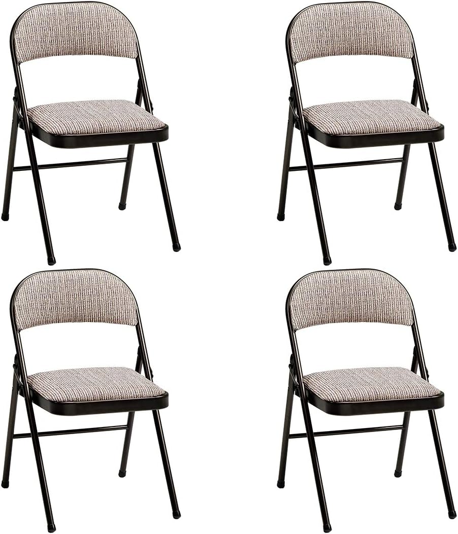 MECO 4 Pack Padded Folding Chairs, Cushioned Motif Fabric Foldable Chair, Cinnabar