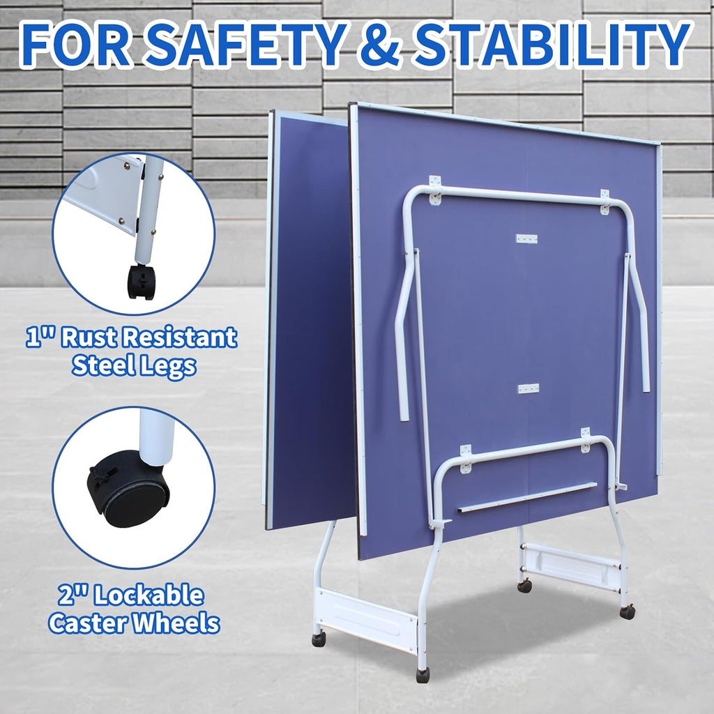 Foldable Ping Pong Table Portable 4.5FT/6FT/9FT Indoor MDF Table Tennis Table Multi-Purpose Family Game Table with Net, 2 Paddles and 3 Balls for Kid Teenager Adult