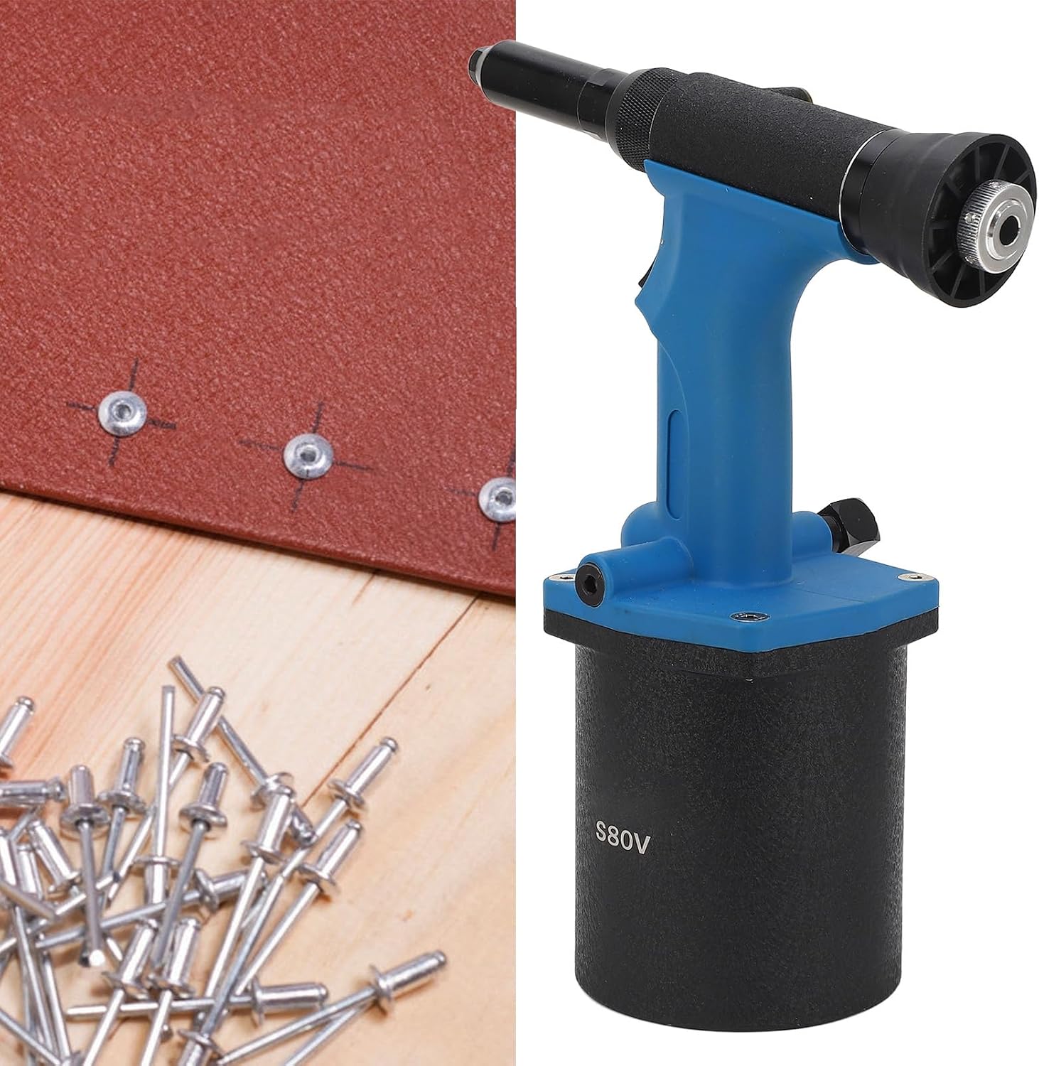 Air Rivet Nut Gun, Alloy Steel Body Pneumatic Rivet Gun 1/4 Inch Intake Metal Sheet Pipe for 5/32 Inch 3/16 Inch 1/4