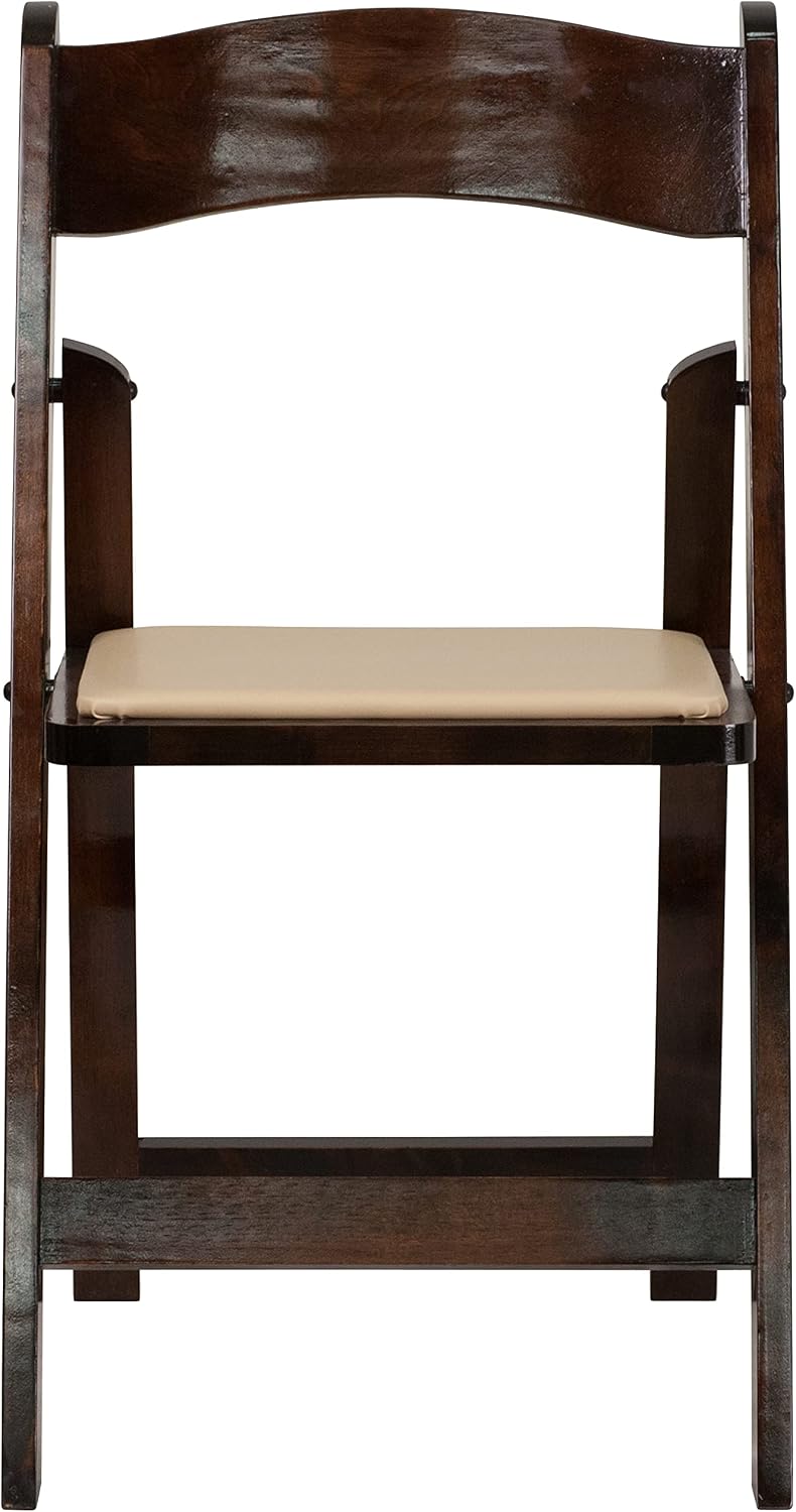 Flash Furniture 2 Pack HERCULES Series Fruitwood Wood Folding Chair with Vinyl Padded Seat