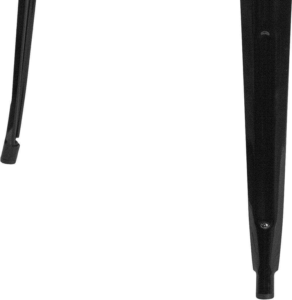 EMMA + OLIVER Commercial Grade 31.5' Square Black Metal Indoor-Outdoor Bar Height Table