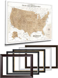 IPIC - Oversized Personalized Push Pin Travel Map USA, Custom Names, Pin Board Canvas, Vintage US Decor, Optional Wood Frame, Giclee Print, Handcrafted in USA, 40x30
