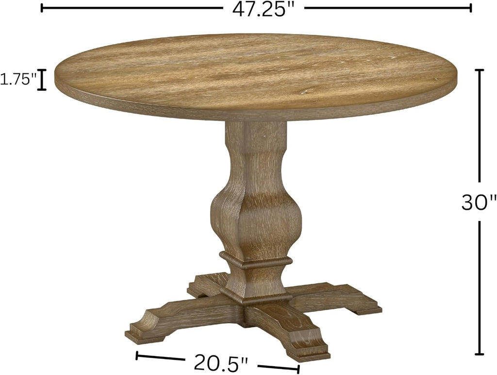 Roundhill Furniture Havre Pedestal Base Round Dining Table, Oak