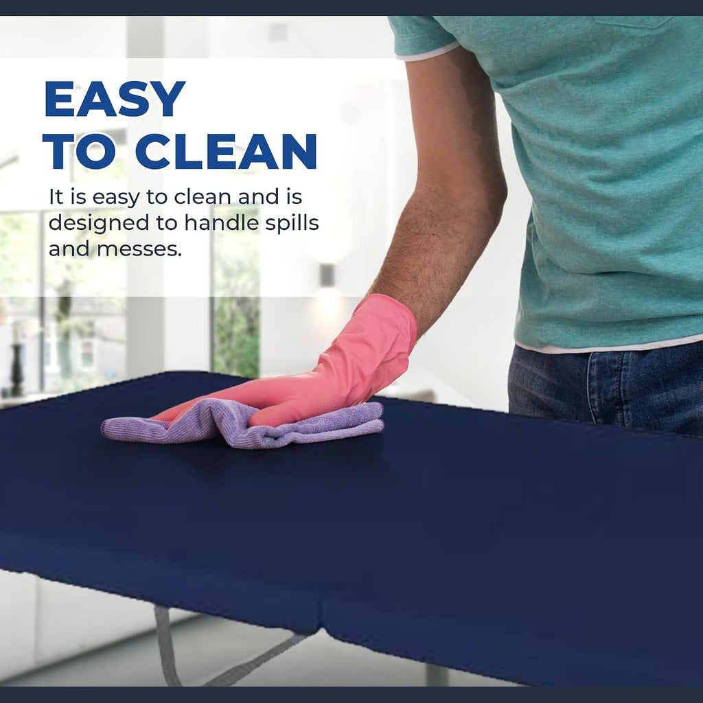 Creative Outdoor 6 Foot Folding Table, Durable Plastic, Built-in Wheels, Easy to Clean, Indoor/Outdoor Folding Table, Perfect for Camping, Picnic (Blue & Grey)