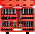 NEIKO 02330A 1/2 Impact Socket Set, 45 Piece Deep and Shallow Assortment, Metric Sizes 9mm to 32mm, Chrome Vanadium Steel, Extension Bars, Universal Joint and Adapter, 1/2' Drive Deep Well Set