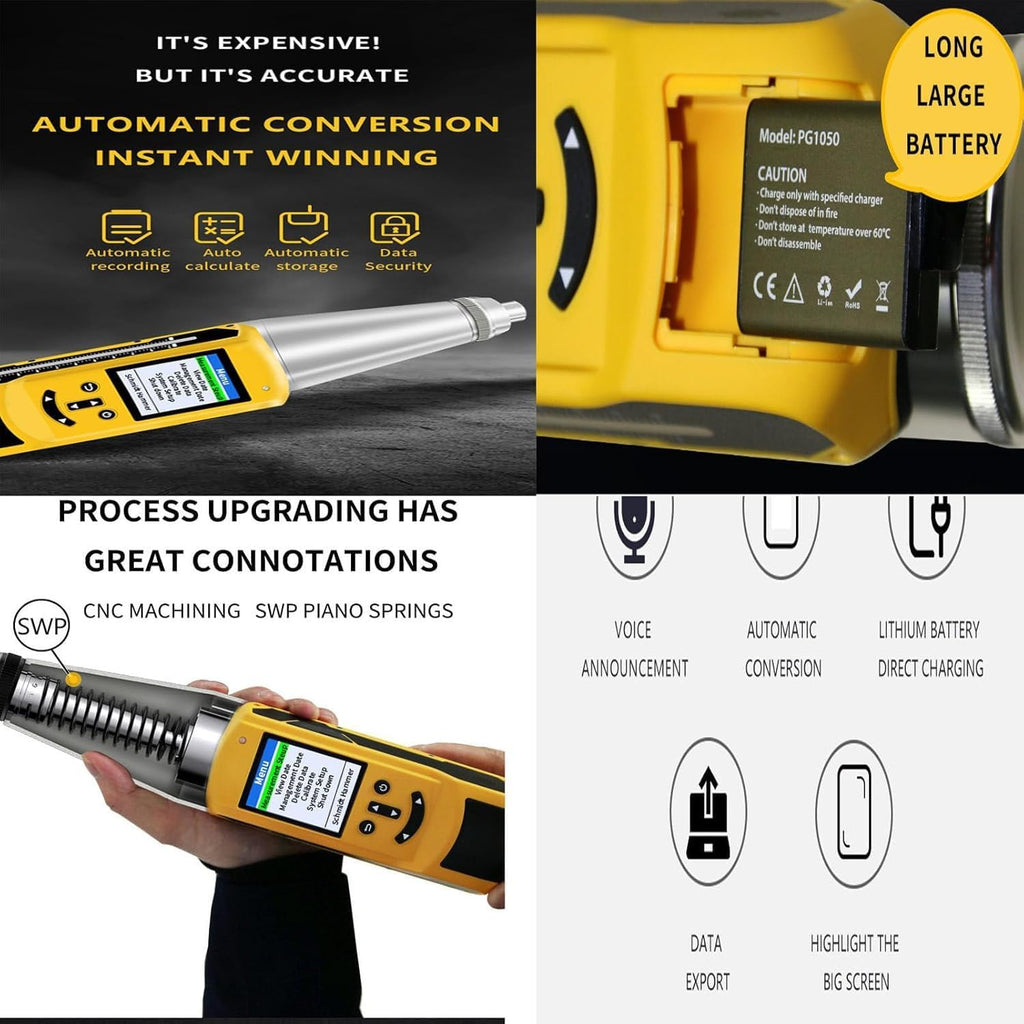 Portable Concrete Rebound Hammer Tester, Automatic Strength Resiliometer with Wireless Printe& Voice Broadcast, for Building Wall and Road Strength Testing Test Scope of 10-60Mpa