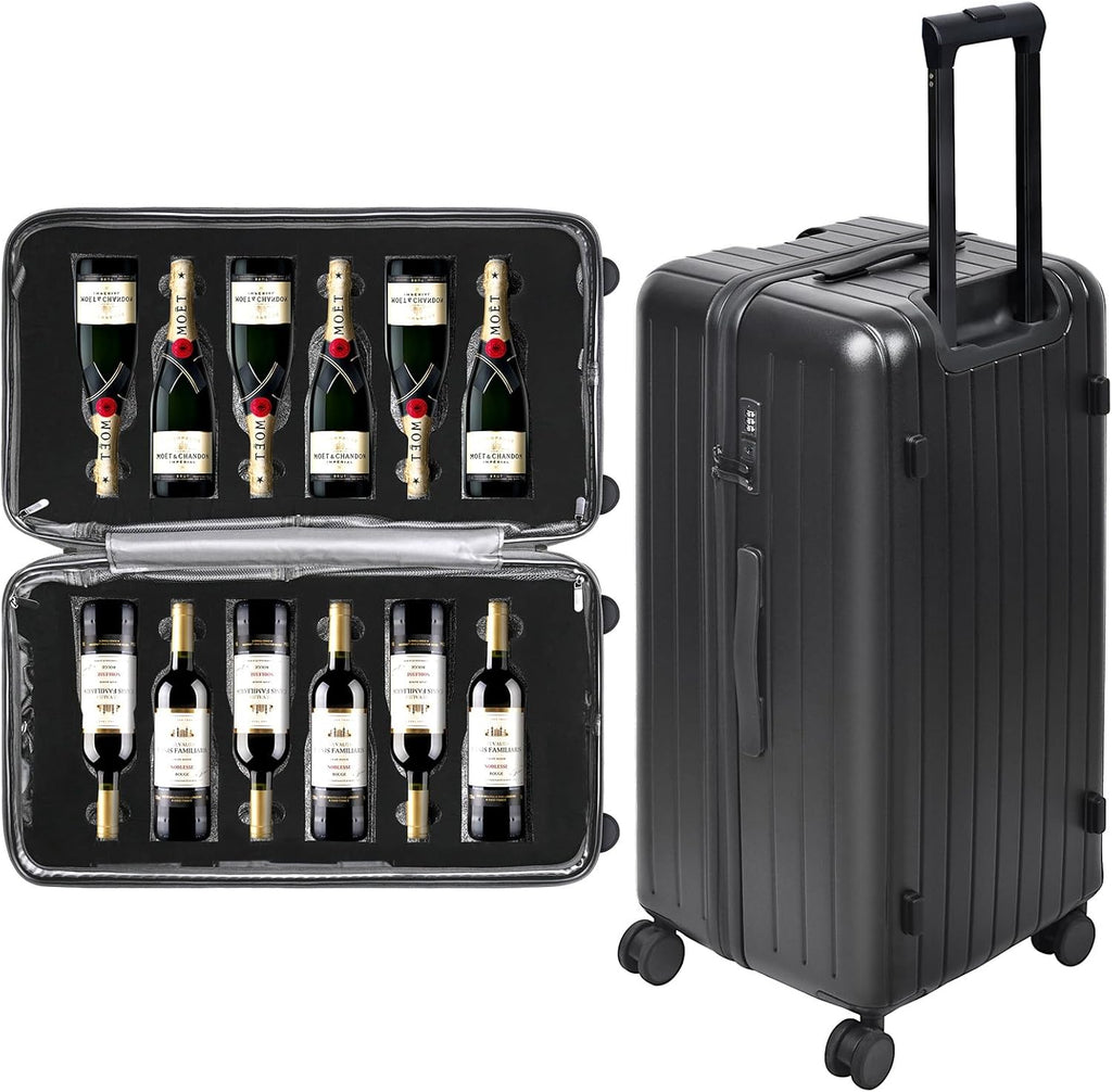 12-Bottle Wine Suitcase for airplanes Travel, TSA-Approved Checked Luggage, PC Hard Shell with Shockproof Foam, Maximum Protection for Airline Transport of Wine Bottles (12 bottles)