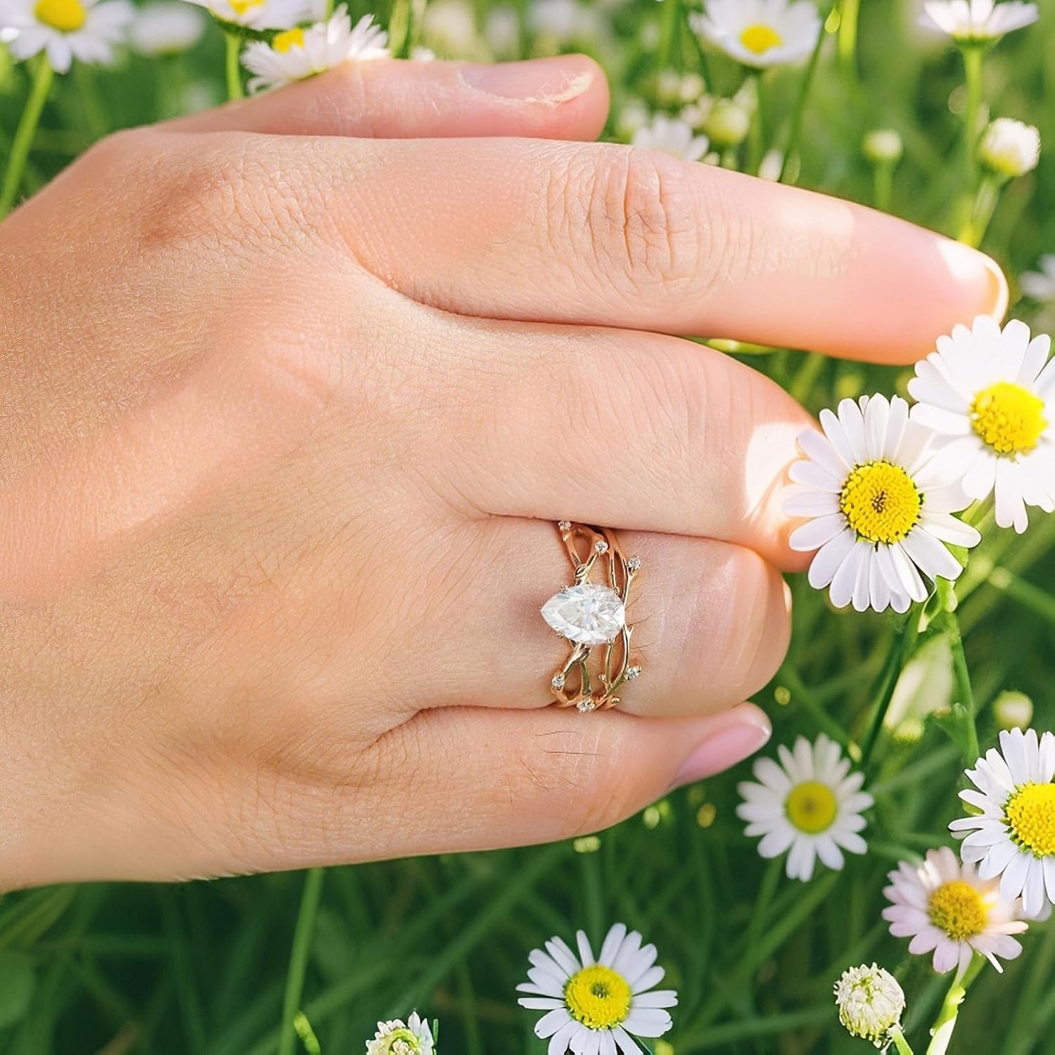 SISGEM Moissanite Couple Rings Set, 10K 14K 18K Solid Gold Moissanite Wedding Rings for Him And Her, Vintage Leaf/Branch Wedding Bands Matching Couple Rings Anniversary Jewelry Gift for Women And Men