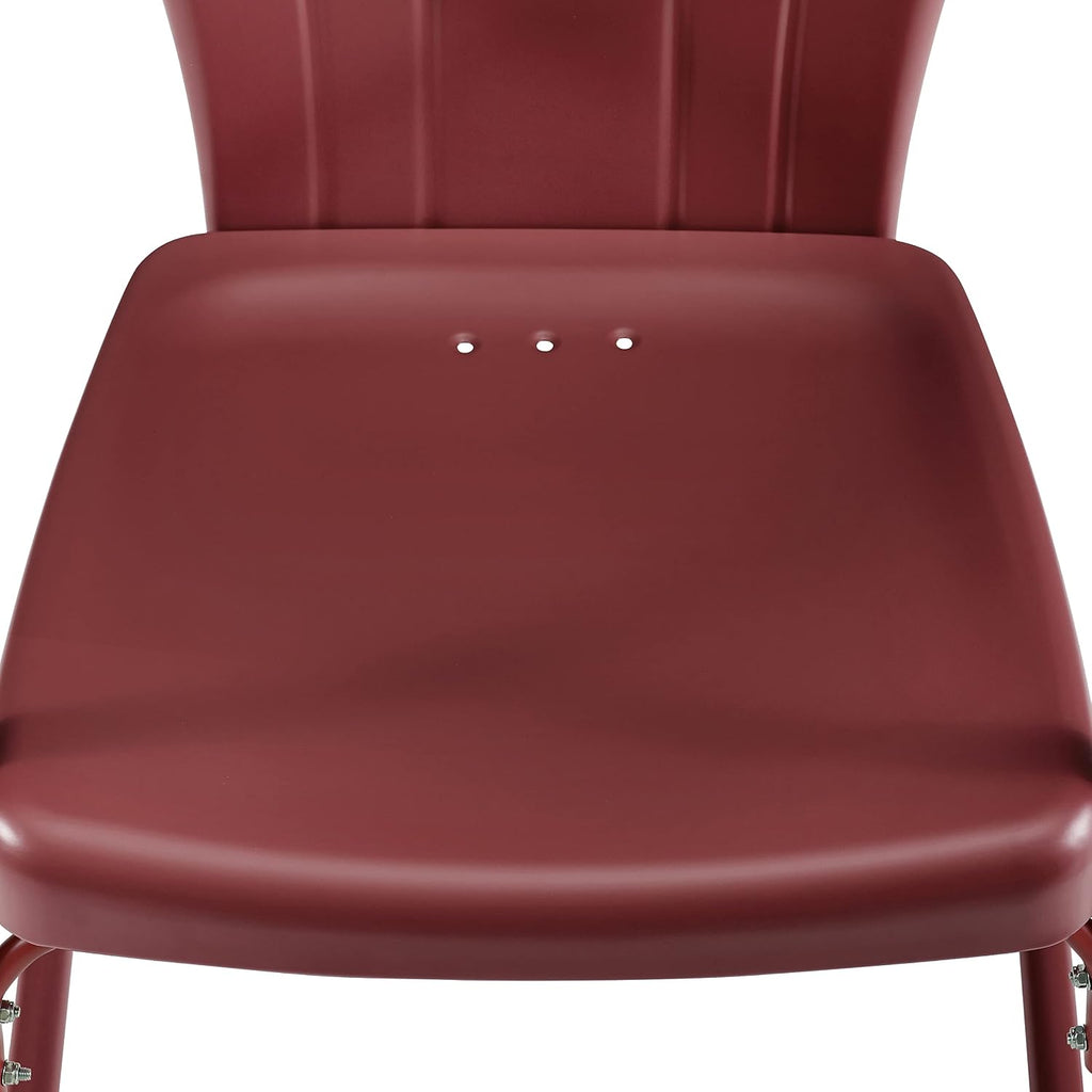 Crosley Furniture Tulip 5-Piece Outdoor Dining Set for 4, Retro Metal Round Patio Table and Chairs for Deck, Dark Red Satin