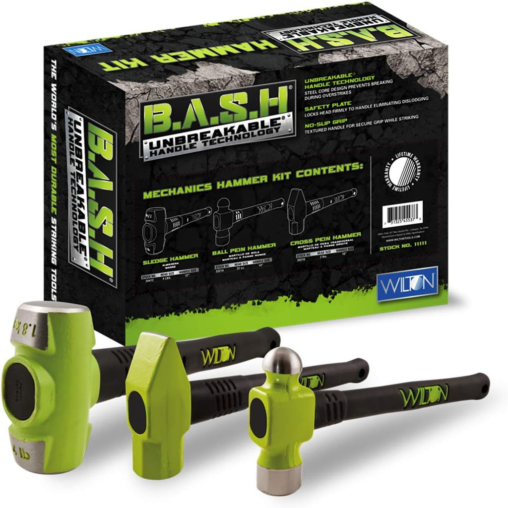 Wilton B.A.S.H Mechanics Hammer Kit (11111) & KNIPEX 3 Piece Cobra Pliers Set (002006US1)