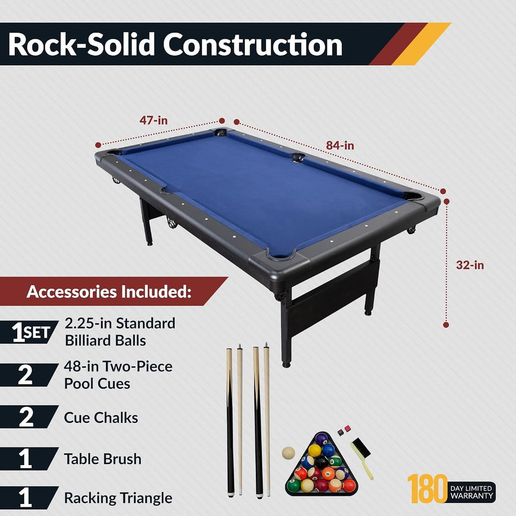 Hathaway Fairmont Folding Pool Table for Family & Home Use Includes Full Set of Billiard Balls, Cues, Chalk, Triangle and Carrying Bag, Portable Space-Saving Table