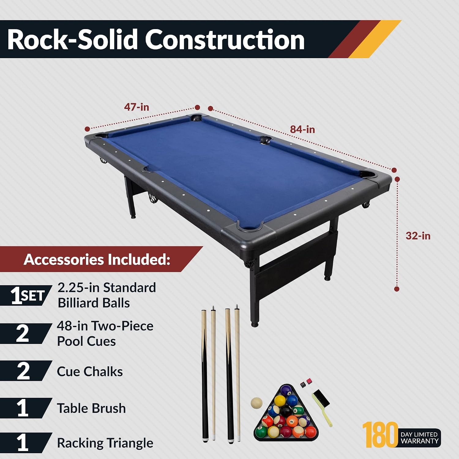 Hathaway Fairmont Folding Pool Table for Family & Home Use Includes Full Set of Billiard Balls, Cues, Chalk, Triangle and Carrying Bag, Portable Space-Saving Table