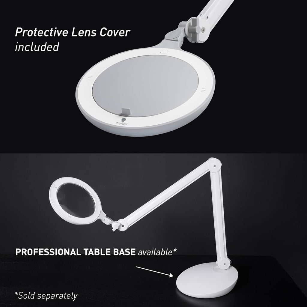 Omega 7 LED Magnifying Lamp – 7' Acrylic Lens, 3 Diopter (1.75X) Magnification, 6,300 Lux at 6', 4 Brightness Levels, Adjustable Arm, Professional-Grade Light for Precision Tasks