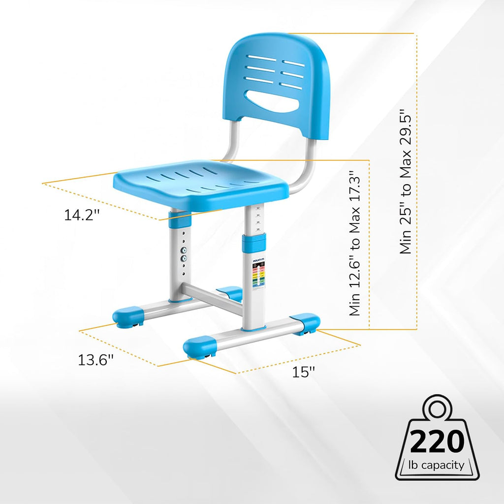 Mount-It! Kids Desk and Chair Set, Height Adjustable Sturdy, Kid Study Workstation and Chair Set for Boys, Home School, Arts, Drawing, Crafts, Ergonomic Childrens Storage Drawer Blue