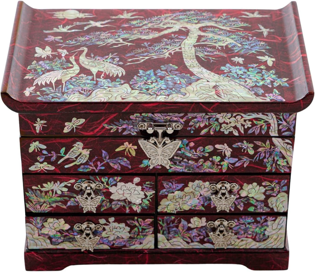 February Mountain Handcrafted Mother of Pearl Jewelry Box – Korean Traditional Design | Unique Keepsake Organizer for Women, Mom, Grandma | Gift for Christmas, Birthday, Anniversary