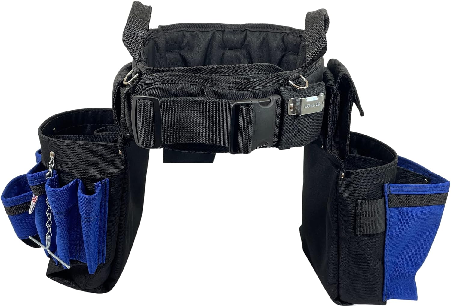 BOULDER BAG Ultimate Electrician's MAX Combo with Comfort Back Support Tool Belt, Quick Release Buckle, Heavy Duty Tool Belt, Blue (Medium 28-32 Inch Waist), Tool Belt Made in USA
