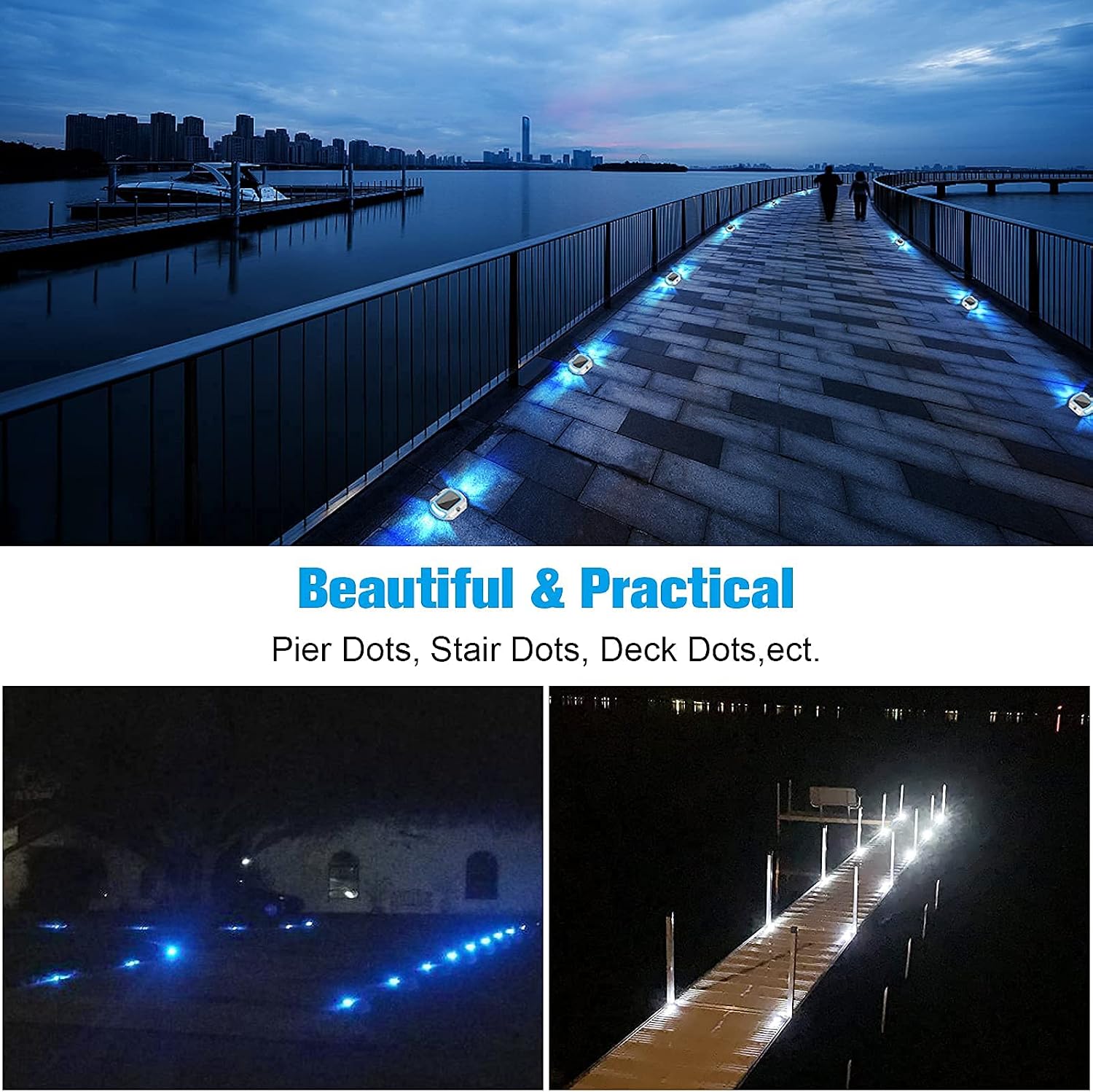 VOLISUN 16 Pack 2 Colors in 1 Solar Driveway Dock Deck Lights