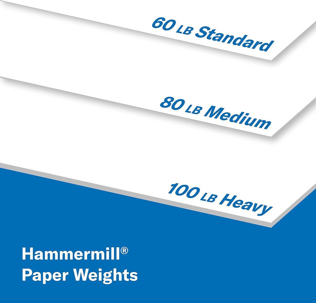 Hammermill Cardstock, Premium Color Copy, 100 lb, 8.5 x 11-6 Pack (1,500 Sheets) - 100 Bright, Made in the USA Card Stock, 120024C, White