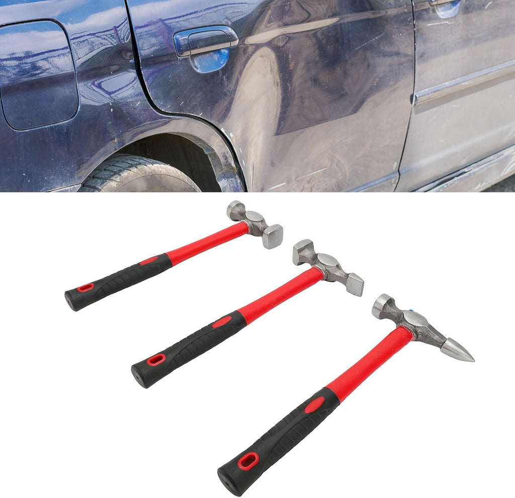 Alomejor Car Body Repair Hammer Dolly Tool Set, HeavyDuty Iron Hammer with Fiber Handle for Auto Body Dent Repair and Metal Calibration
