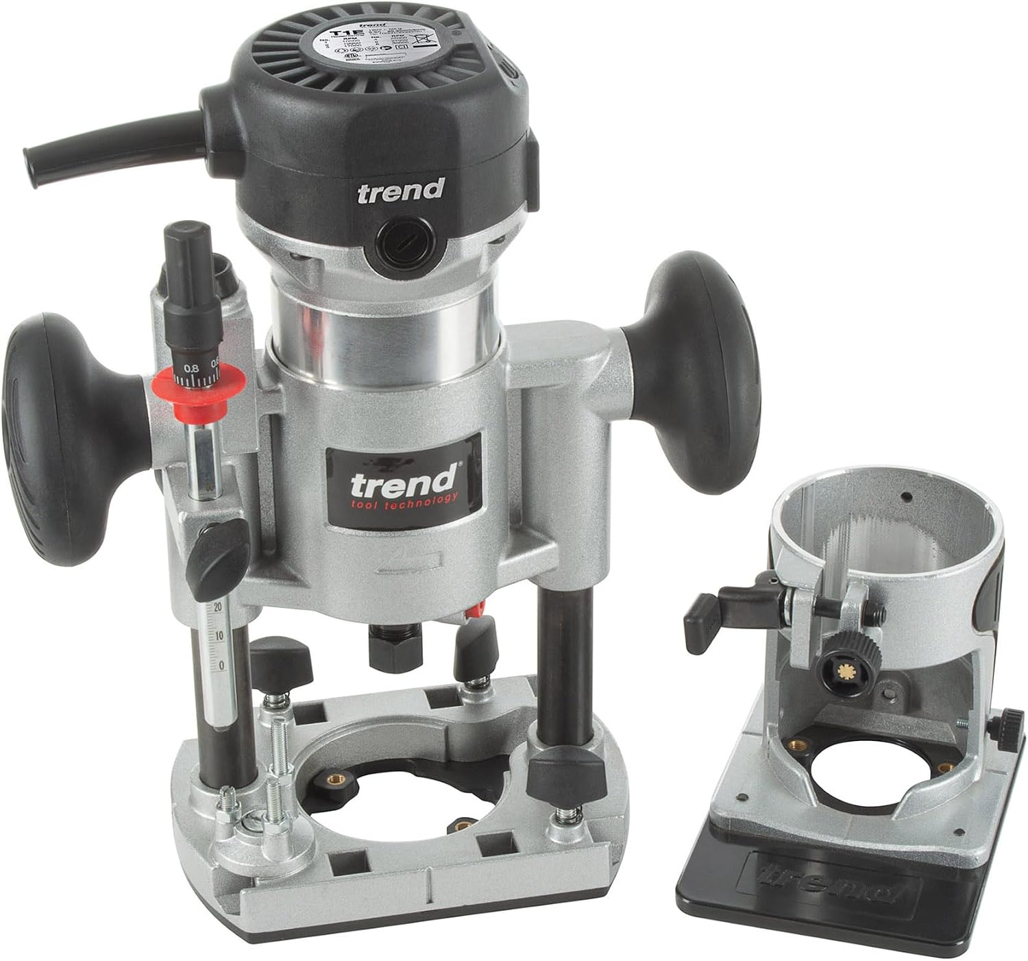 Trend T1 Dual-Base Trim & Plunge Router, 1/4 Inch Collet, 5.5A, 120V, Compact Precision Cutting Woodworking Power Tool, U*T1EPS