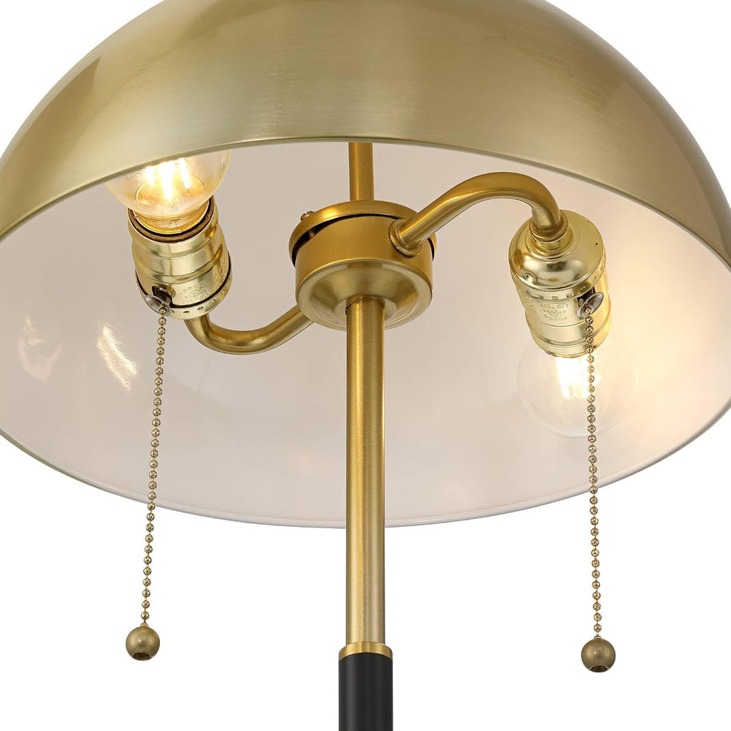 360 Lighting Pierre 23' H Gold Black Metal Dome Pull Chain USB Table Lamp Set of 2