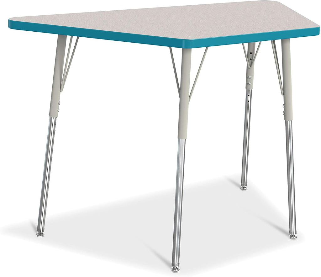 Jonti-Craft Berries 6438JCA005 Trapezoid Activity Tables, A-Height (24'-31' Adjustable Height), 24' x 48', Gray/Teal/Gray