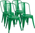 Furmax Metal Dining Chair Indoor Outdoor Use Stackable Classic Trattoria Chair Chic Dining Bistro Cafe Side Metal Chairs Set of 4 (Green)