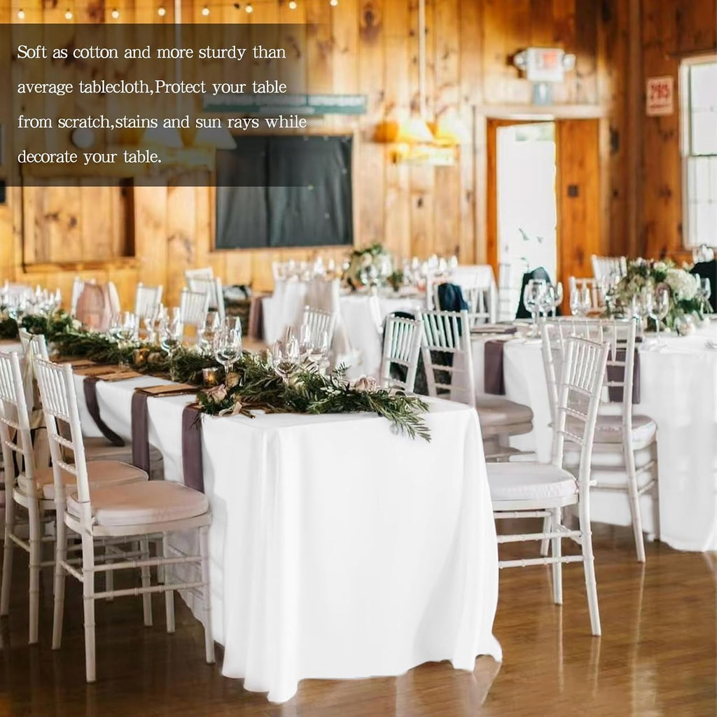Pesonlook 12 Pack White Polyester Tablecloth-90 x 156 Inch White Rectangle Tablecloth for 8 Ft Rectangle Tables,Washable Fabric Table Cover for Wedding/Buffet Party/Dining Table/Events