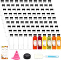Moretoes 160pcs 16oz Plastic Juice Bottles with Caps, Clear Empty Reusable Bottles with Brush Funnel and Labels for Smoothies and Other Beverages