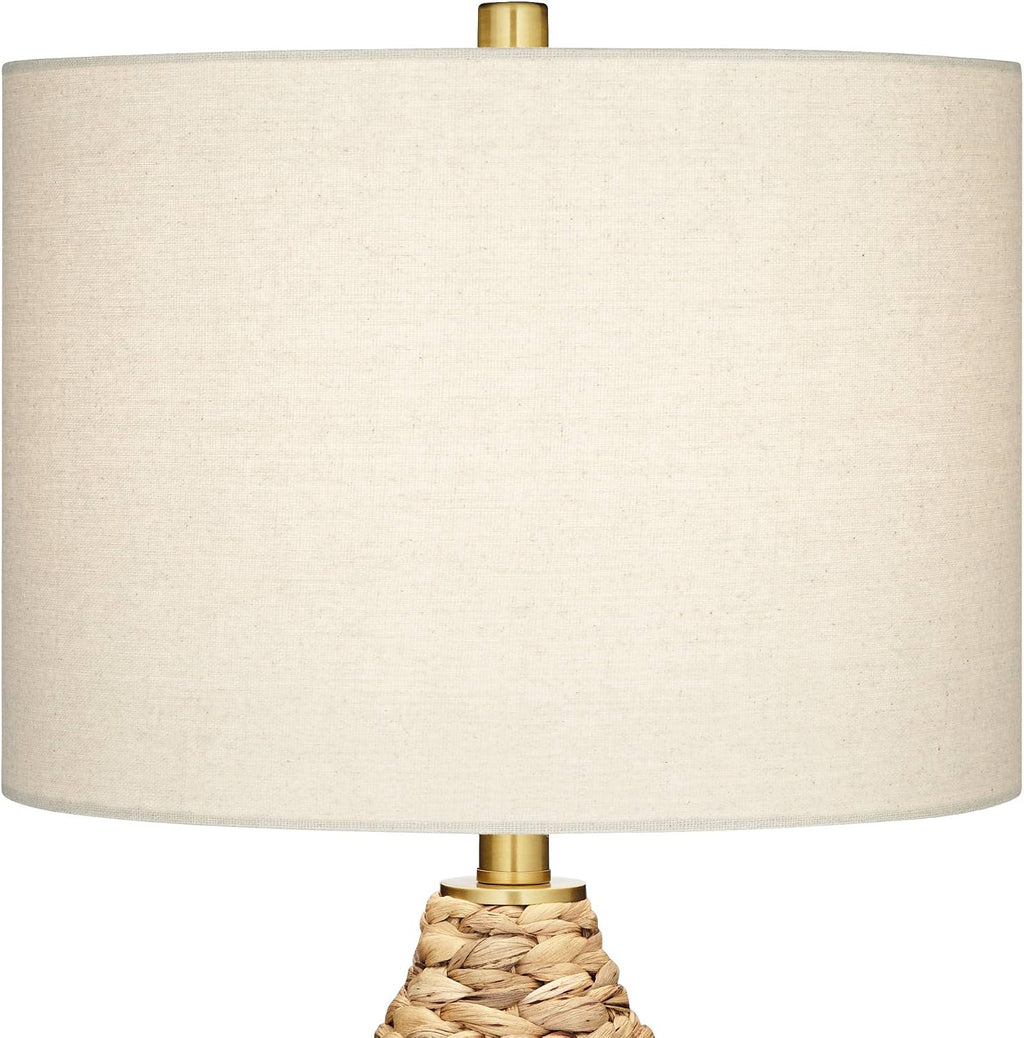 360 Lighting Corona 25 1/2' High Coastal Farmhouse Rustic Natural Cottage Table Lamps Set of 2 Woven Reed Off-White Shade Living Room Bedroom Bedside Nightstand House Office (Colors May Vary)