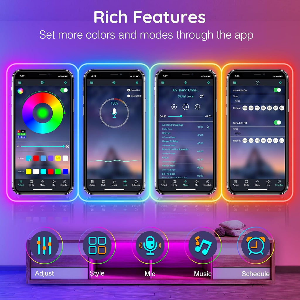 AILBTON 150Ft Neon Rope Lights,Flexible Led Rope Lights Control with App/Remote,Multiple Modes RopeLights,IP65 Outdoor RGB Led Neon Lights NonWater Resistant,Music Sync Gaming Led NeonLight Strip