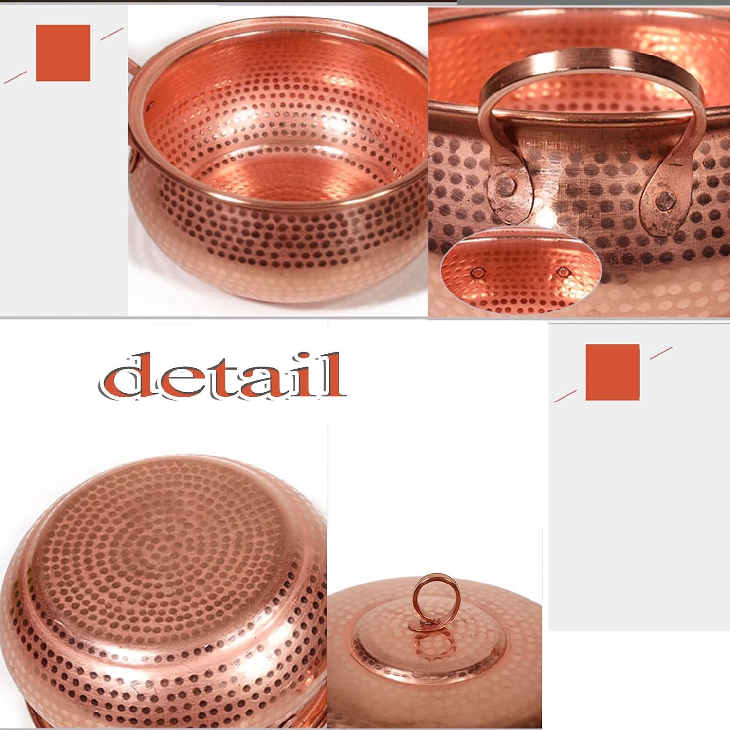 Handcrafted Hammered Copper Cookware Set - Ideal for Copper Chef - Pots and Pans, Size
