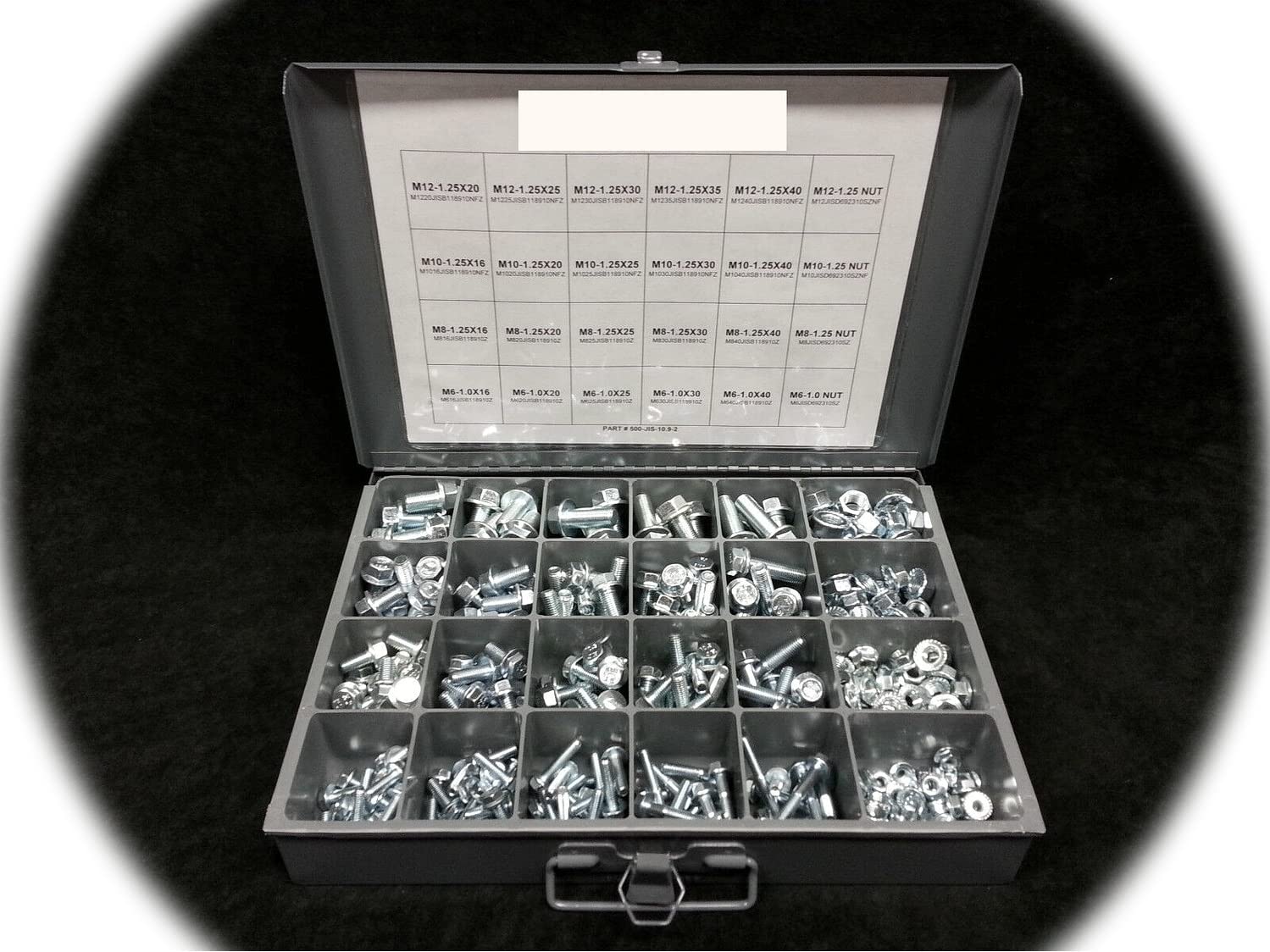 Metric J.I.S. Flange Nut & Bolt/Screw Assortment Kit M6, M8, M10 & M12 380 pcs Hardware Fastener Kit Set RV9102S