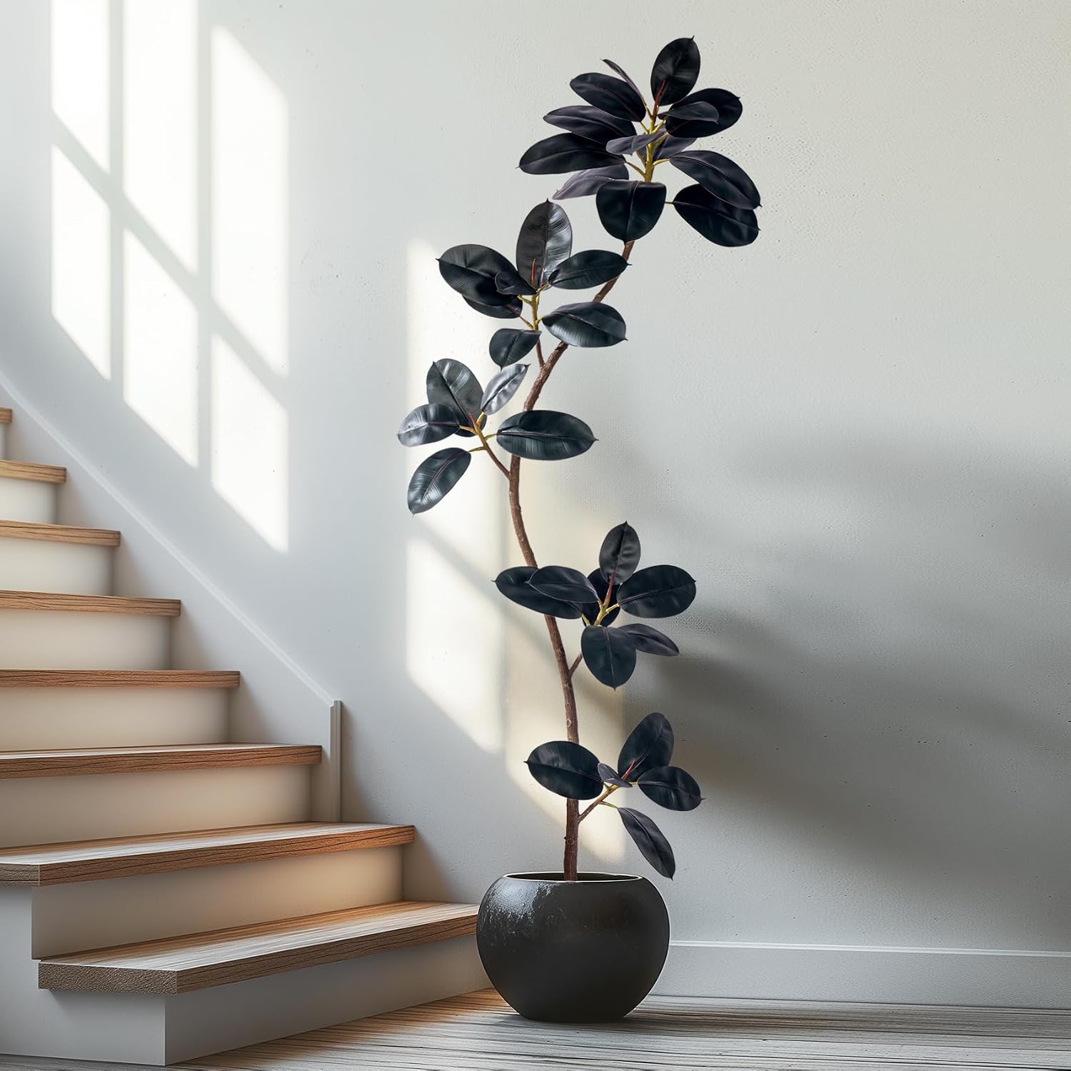 Bailikang 6ft Artificial Rubber Tree Faux Plants Indoor Faux Floor Artificial Trees Indoor,Fake Plant Fake Tropical Plants,Large Floor,Real Touch Rubber Tree for Home Decor