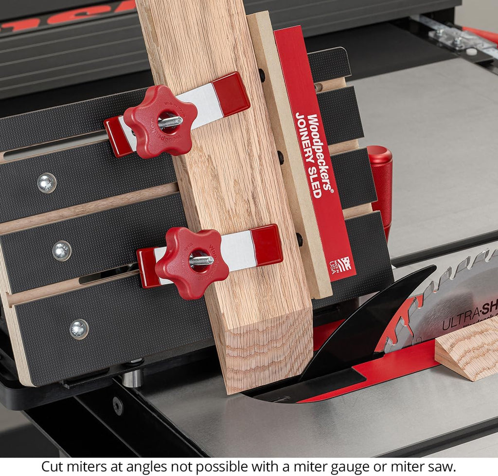 Joinery Sled, Micro-Adjustable Jig for Cutting Precise Box Joints, Miters & Angled Cuts on the Table Saw and Router Table, Made in USA JSLED