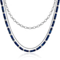 JEAN RACHEL JEWELRY Men's 3-Piece Necklace Layering Set - Hammered Link Chain, Sleek Box Chain & Lapis Lazuli Beads - Royal Blue Bundle
