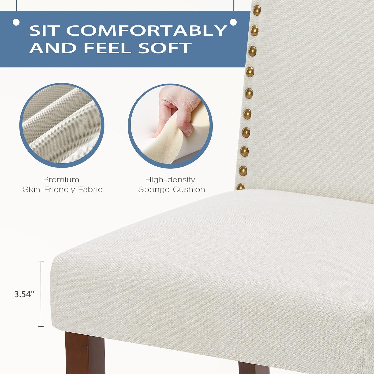 DUMOS Dining Chairs Set of 4, Modern Kitchen Table Chairs with Wooden Legs and Padded Seat for Dining Room/Kitchen/Living Room/Restaurant, Beige