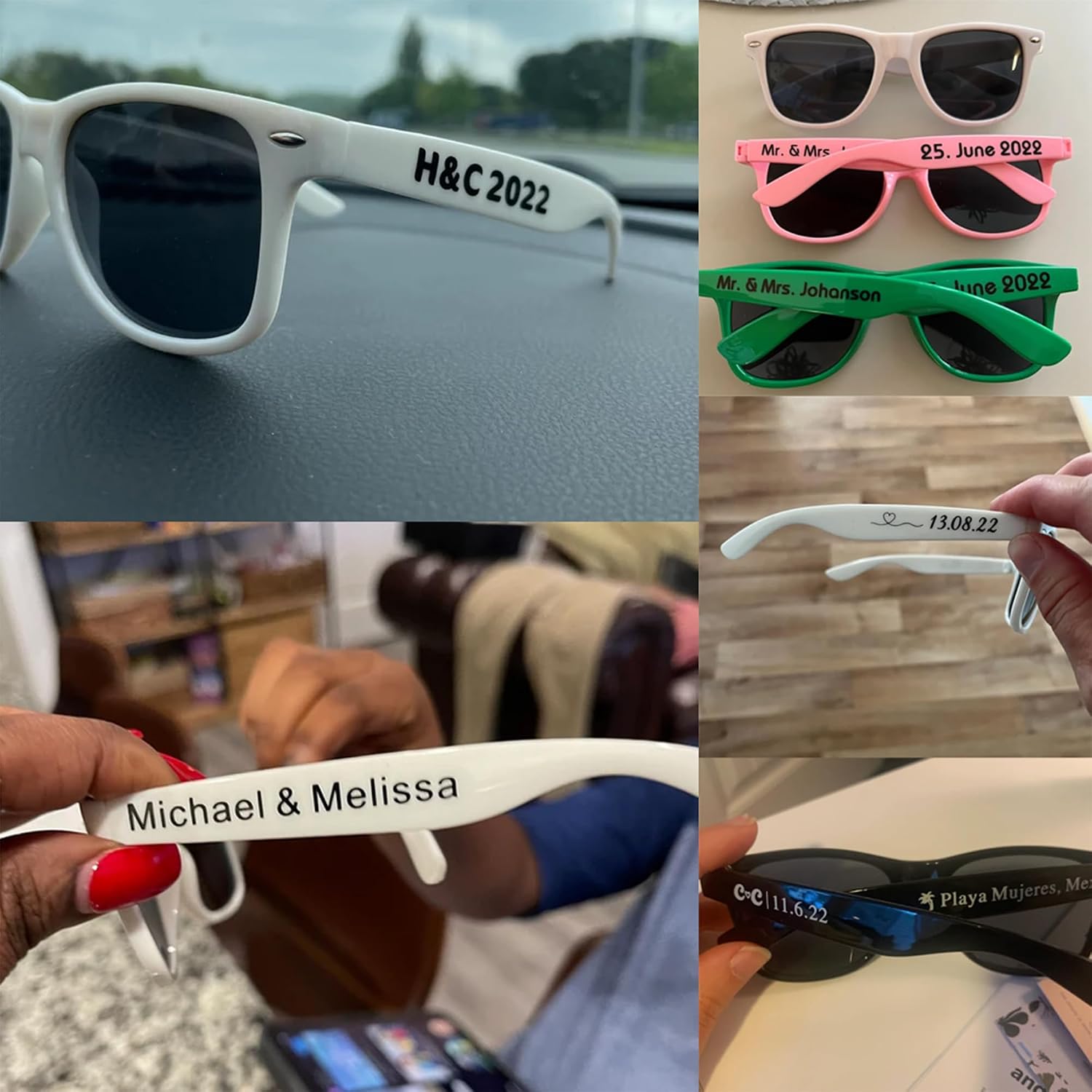 80PC Custom Sunglasses Personalized Bulk Party Favors Wedding Guests Logo Music Show Birthday Bachelorette Bridesmaid Gifts Garden 2024 Prom Customizable Glasses (Pale Blue)