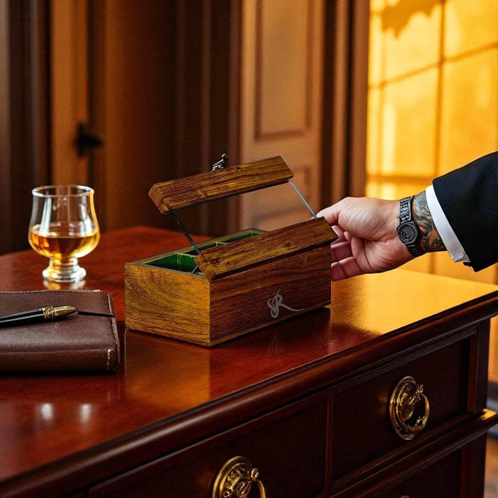 Royal Craft Expertise Rosewood Men's Watch Box – Luxury Wooden Watch Display Organizer, Handmade Storage Case with Glass Top, Premium Gift for Watch Lovers