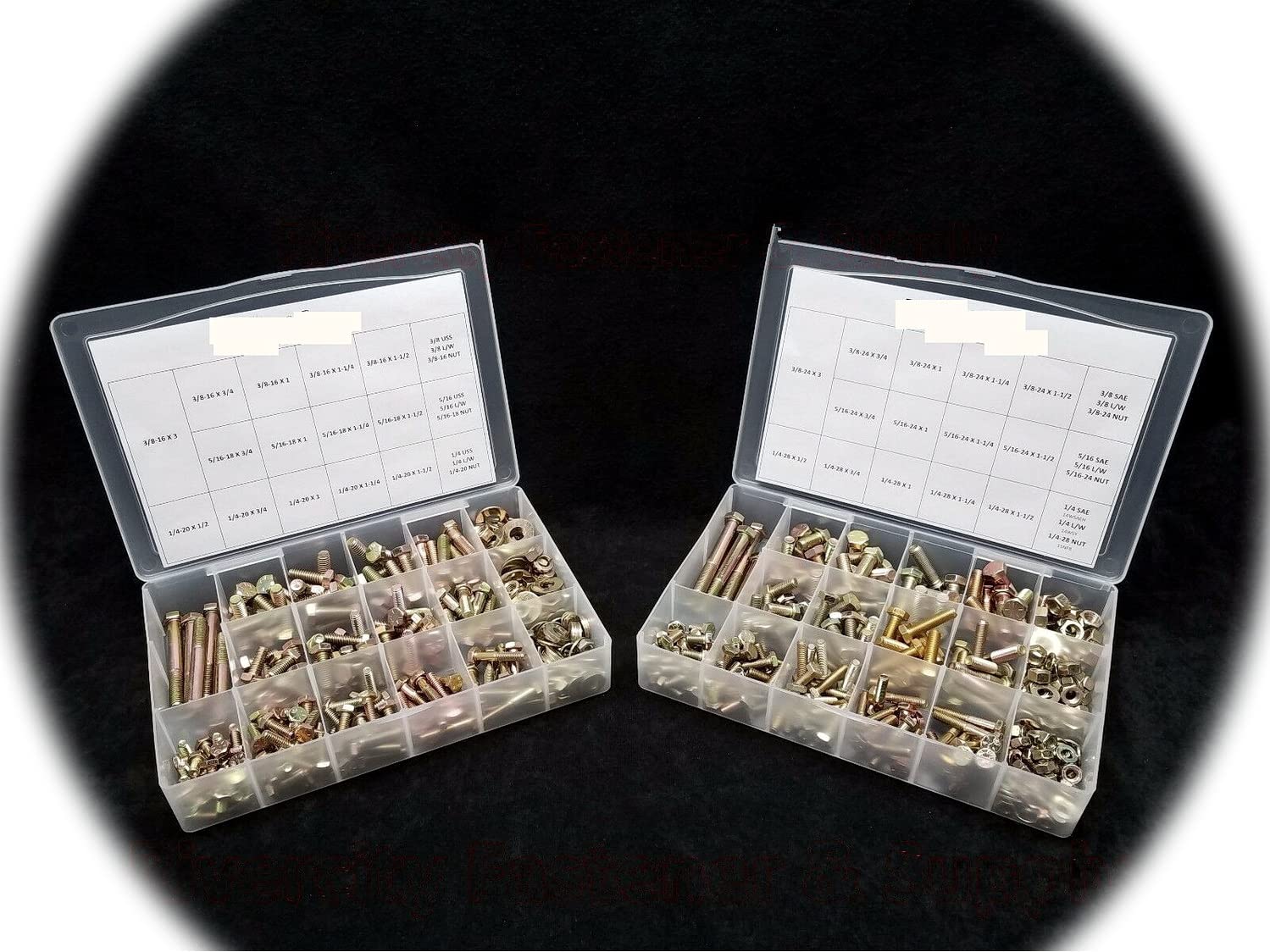 Grade 8 Assortment. Nuts, Bolts, Washers & Lock Washers USS & SAE Fine & Coarse Hardware Fastener Kit Set RV9121S