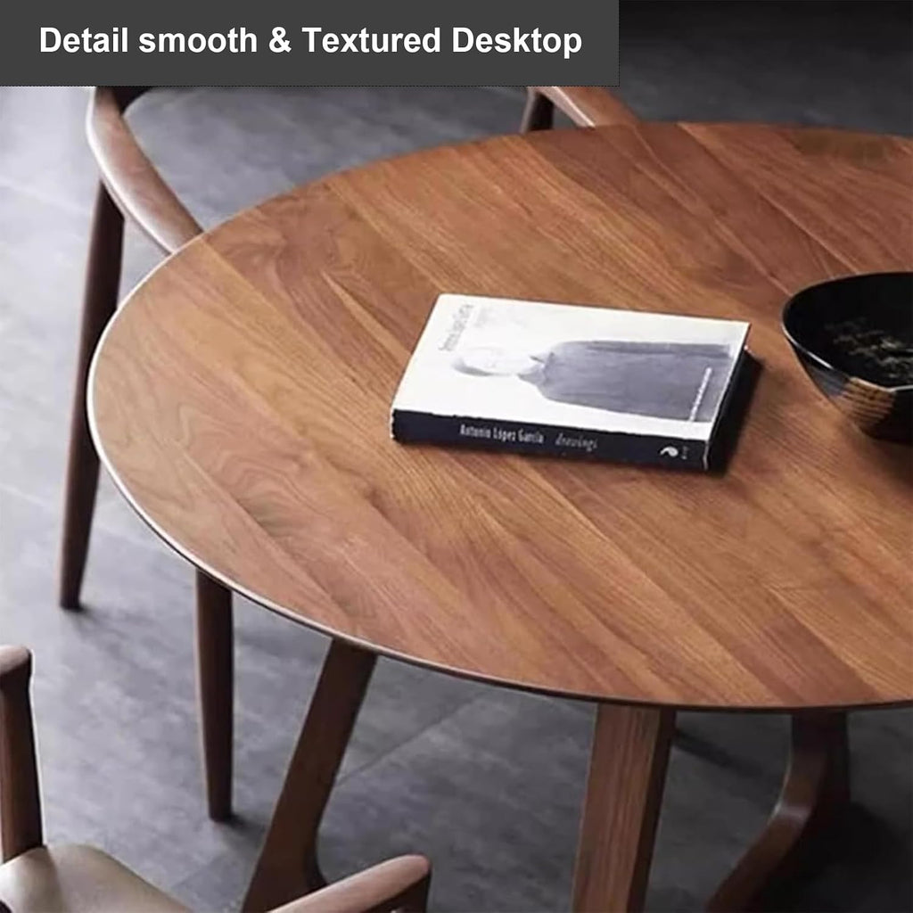 Mid Century Modern Dining Table Round Solid Wood Kitchen Dining Room Tables Rustic Pedestal Table Small Leisure Coffee Table for 2,4 People for Living Room Bedroom (Size:60*60*60cm,Color:Walnut color)